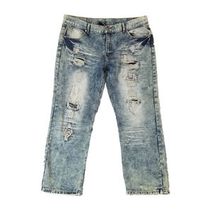 Red Ape jeans men's 40 x 30 relaxed straight blue denim pants Y2K distressed